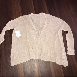 Free People Linen V-Neck Button Front Cardigan Lightweight Sweater